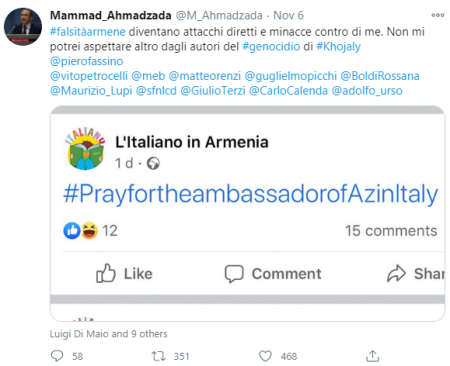 İtaliyadakı səfirimizi ermənilər təhdid edir